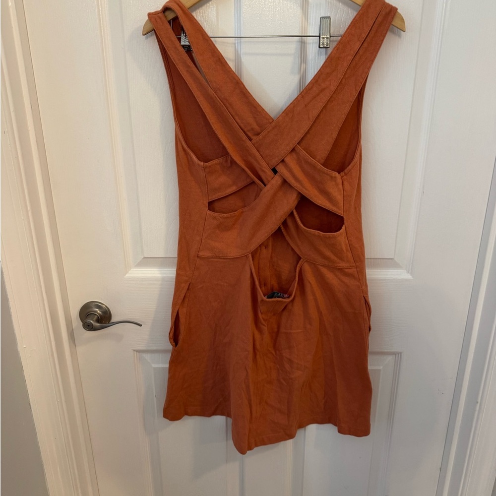 Free People Rust Orange Button-Front Mini Dress - Picture 2 of 6
